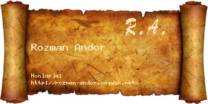 Rozman Andor névjegykártya
